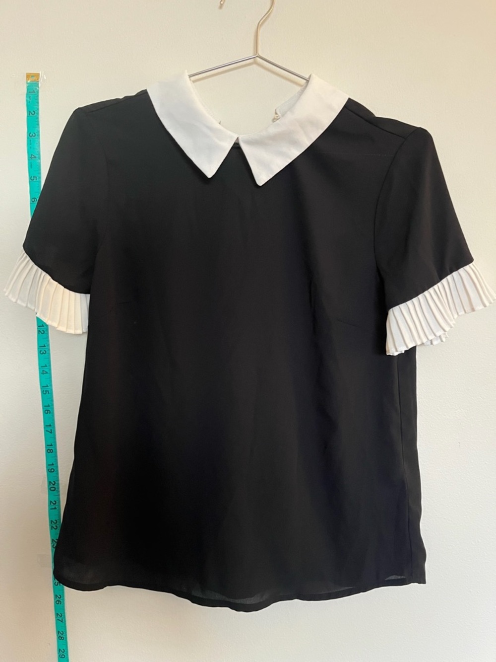 CeCe Black Top with White Peter Pan Collar